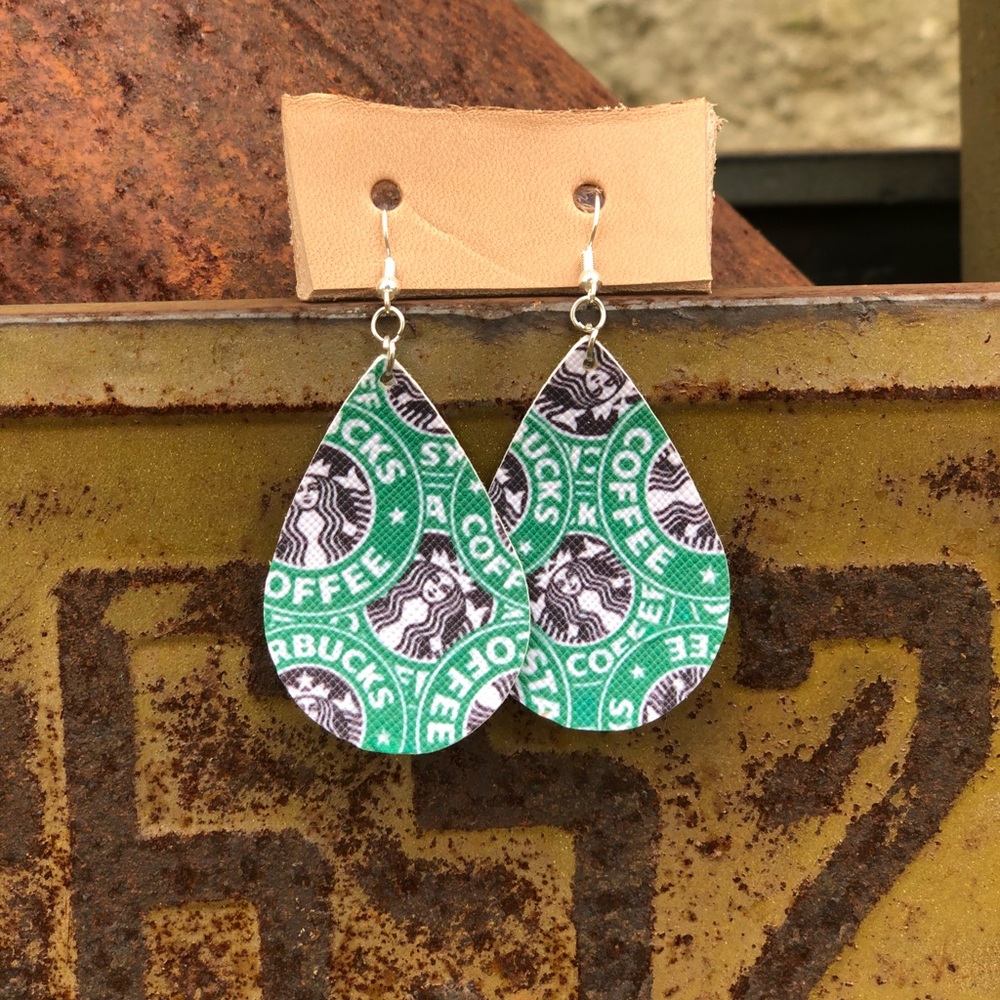 Starbucks Coffee Faux Leather Earrings